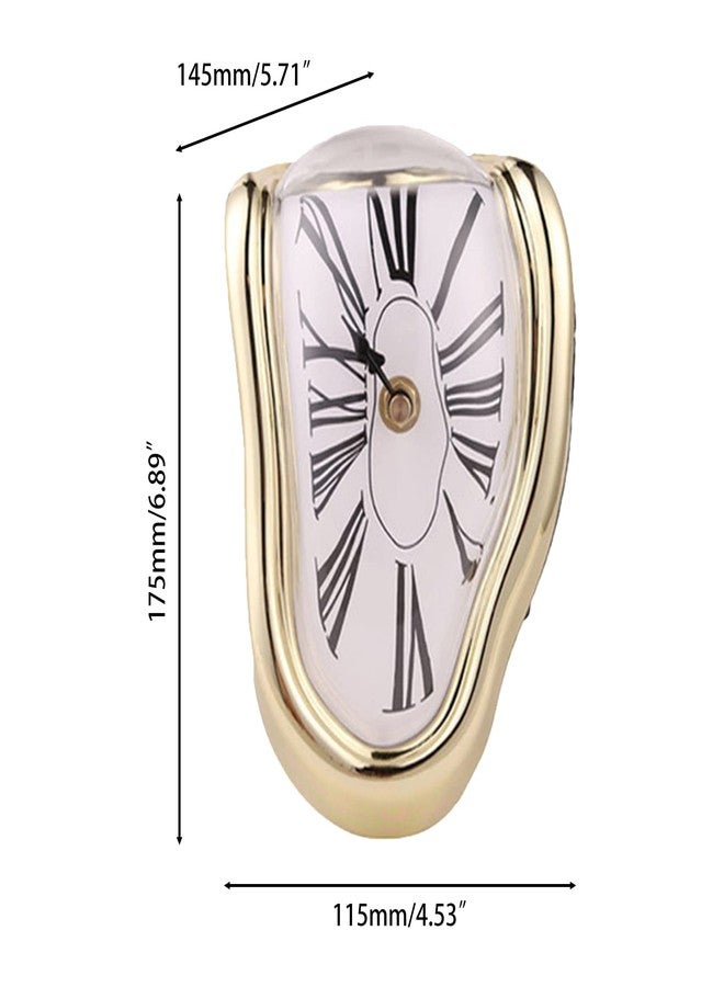 Carkio Creative Melting Clock,Carkio Wall Clock Decorative Salvador Dali Watch Melted Clock for Home Office Shelf Desk Table Decoration,Funny Creative Gift (Gold) - Image 2
